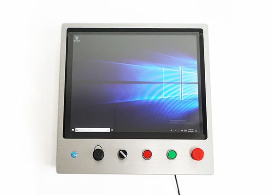 Bom preço PC industrial do painel de controle de 35W 300cd/m2 7x24 com botão da emergência em linha
